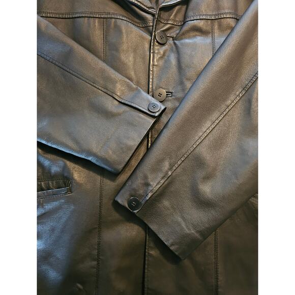 PELLE CUIR Black Smooth Leather COAT Lining Men's size XL Gift - Picture 8 of 10